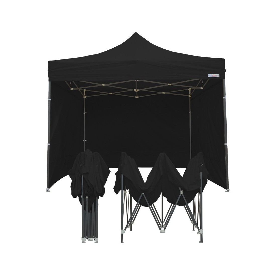 TONNELLE PLIANTE NOIRE 3X3M ACIER SEMI PRO PACK 4 COTES