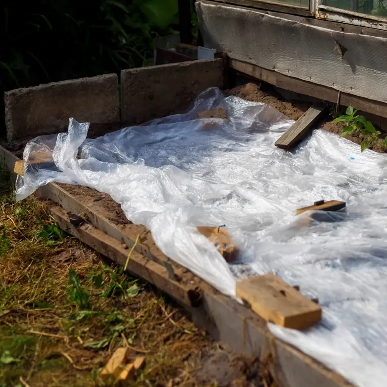 Une bâche plastique permet de réchauffer le sol pour les futures cultures Une bâche plastique permet de réchauffer le sol pour les futures cultures