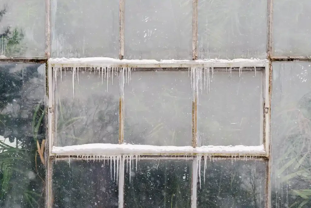 Serre gelée par le froid