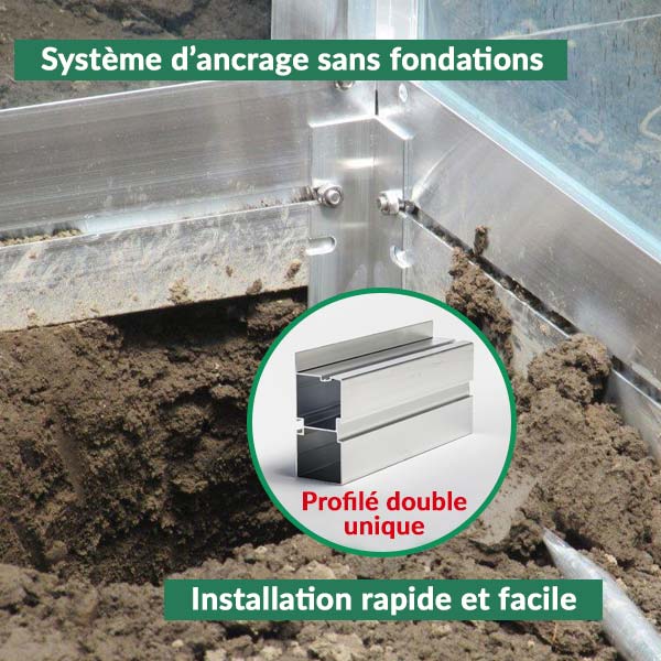 Maintien solide des plaques polycarbonate de serre demi-lune
