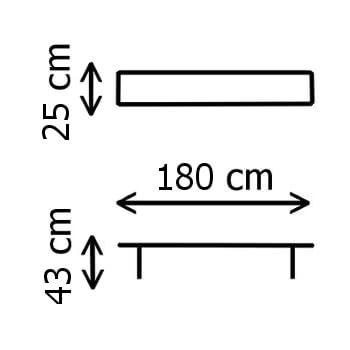 Dimensions d'un de nos bancs pliants noirs 180cm en Polyéthylène de Haute Densité (HDPE) conçus pour un usage intensif Dimensions d'un de nos bancs pliants noirs 180cm en Polyéthylène de Haute Densité (HDPE) conçus pour un usage intensif