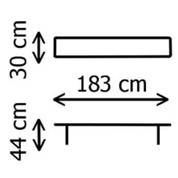 Dimensions d'un de nos bancs pliants en Polyéthylène de Haute Densité (HDPE) conçus pour un usage intensif Dimensions d'un de nos bancs pliants en Polyéthylène de Haute Densité (HDPE) conçus pour un usage intensif