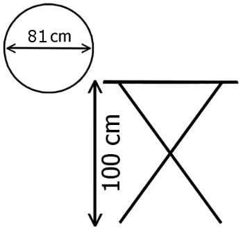 Dimensions d'une de nos chaises pliantes de haute qualité en polyéthylène pour un usage intensif Dimensions d'une de nos tables pliantes mang-debout