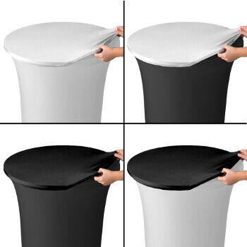 LRecouvrez votre table mange-debout d'une housse en stretch noire pour un rendu esthétique indéniable Recouvrez votre table mange-debout d'un top en stretch