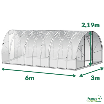 serre polycarbonate demi-lune d'environ 18m2