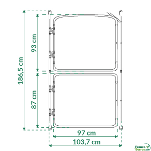 détail des dimensions du kit de porte pour serre tunnel