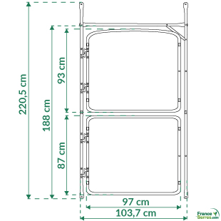 détail des dimensions du kit de porte pour serre tunnel