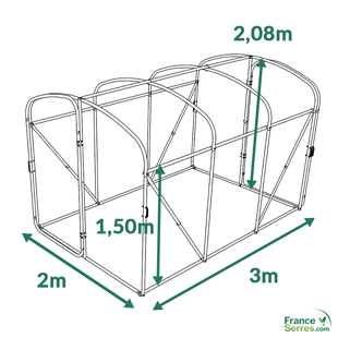 serre à pieds droits de 6m2