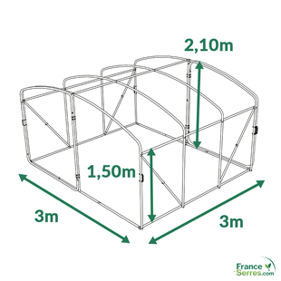 serre à pieds droits de 9m2