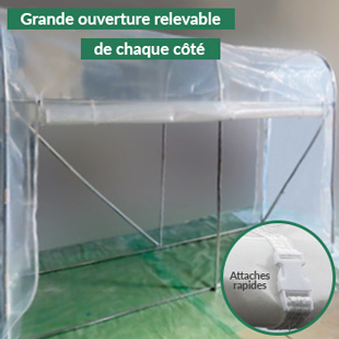 grande ouverture relevable de chaque côté de la serre tomates