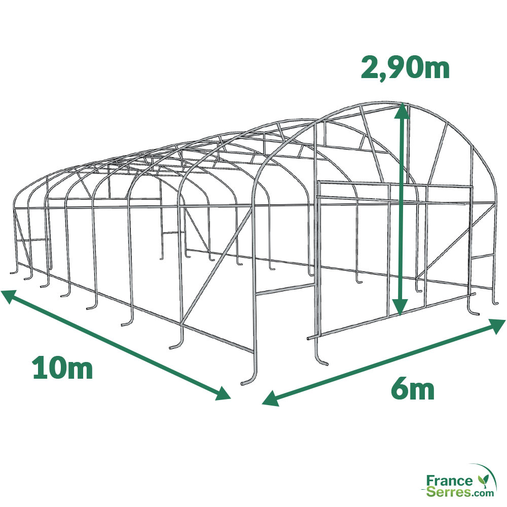 serre professionnelle à aérations latérales 60m²