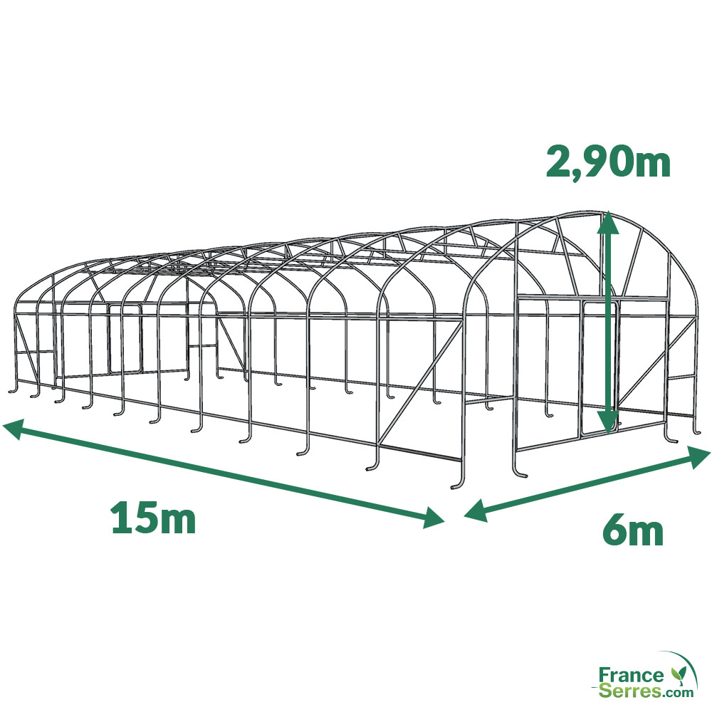 serre professionnelle à aérations latérales 90m²