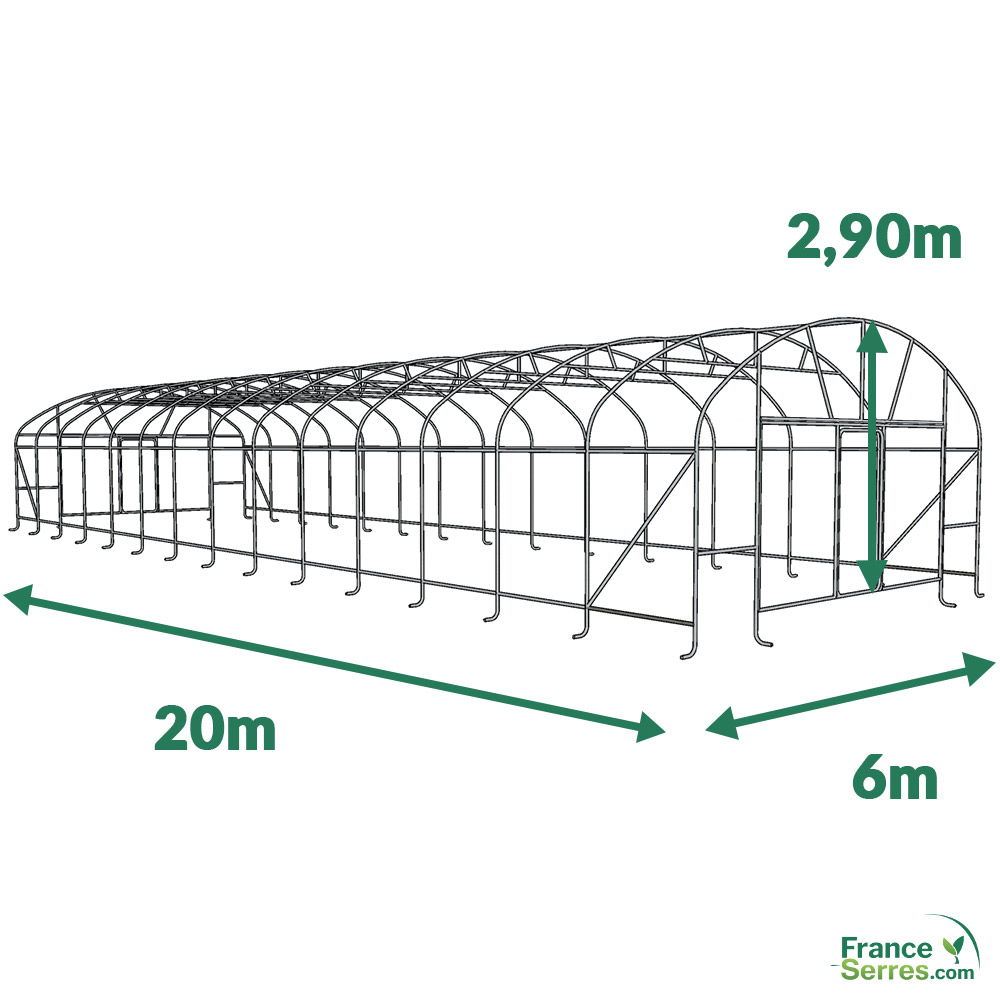 serre professionnelle à aérations latérales 120m²