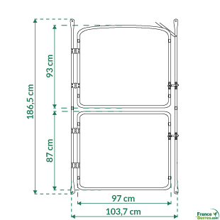 détail des dimensions du kit de porte pour serre tunnel