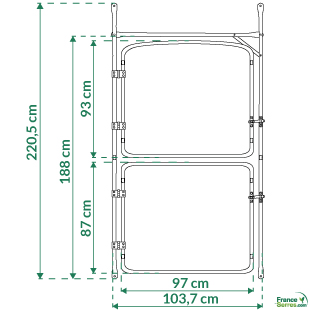 détail des dimensions du kit de porte pour serre tunnel