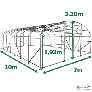 serre tunnel professionnelle d'environ 70m2