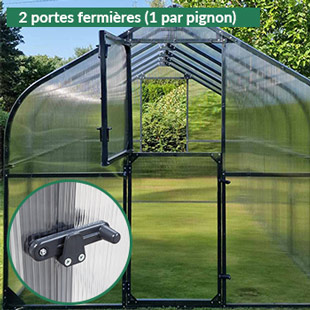 Serre de jardin en polycarbonate avec 2 portes à double battants