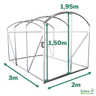 serre à pieds droits de 6m2