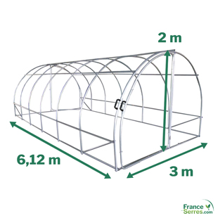 Serre tunnel pour potager d'environ 18m²