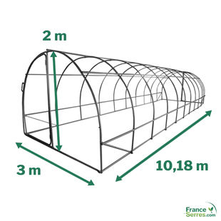 Serre tunnel maraîchère d'environ 30m²