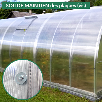 Maintien solide des plaques polycarbonate de serre demi-lune