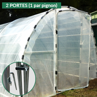 deux portes de serre, une par pignon