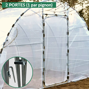 deux portes de serre, une par pignon