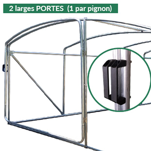 deux larges portes, une par pignon