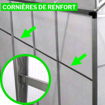 cornières de renfort en aluminium sur tout le pourtour de la serre polycarbonate cornières de renfort en aluminium sur tout le pourtour de la serre polycarbonate