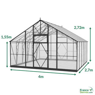 plan de la serre avec porte simple de 4m de largeur