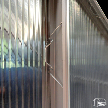 Clip en métal pour accrocher les panneaux en polycarbonate sur votre serre de jardin