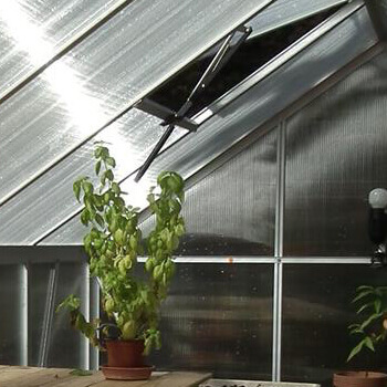 Lucarne présente sur le toit de la serre de jardin