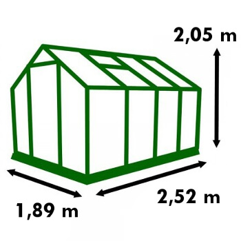 dimension serre alu polycarbonate 4,75m² Dimensions de la serre de jardin Polycarbonate 4,75m²