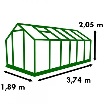 dimension serre alu 7,10m² Dimensions de la serre de jardin Polycarbonate 7,10m²