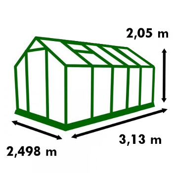 Dimensions de la serre de jardin Polycarbonate 7,80m² Dimensions de la serre de jardin Polycarbonate 7,80m²