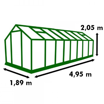 dimension serre alu polycarbonate 9,30m² Dimensions de la serre de jardin Polycarbonate 9,30m²