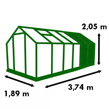 dimension serre alu polycarbonate 7,10m² Dimensions de la serre de jardin Polycarbonate 7,10m²