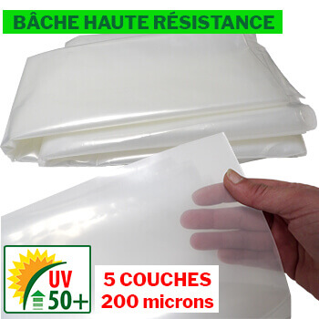 Bâche de HAUTE QUALITÉ de 200 microns d'épaisseur traitée anti-UV Bâche de HAUTE QUALITÉ de 200 microns d'épaisseur traitée anti-UV