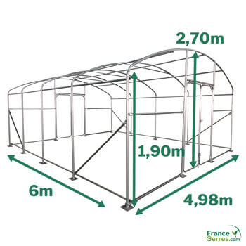 Serre potagère PROFESSIONNELLE d'une surface cultivable de 30m² (5x6m) Serre PRO de 30m² - 5m x 6m