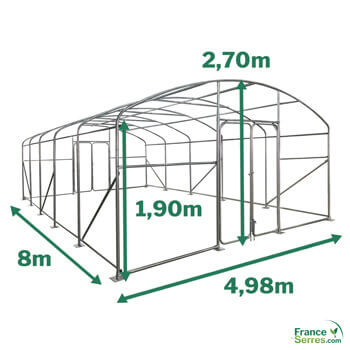 Serre potagère PROFESSIONNELLE d'une surface cultivable de 40m² (5x8m) Serre PRO de 40m² - 5m x 8m