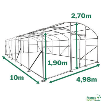 Serre potagère PROFESSIONNELLE d'une surface cultivable de 50m² (5x10m) Serre PRO de 50m² - 5m x 10m