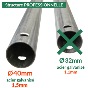 Serre professionnelle solide structure diamètre 40mm