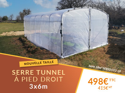 France Serres Serre tunnel pied droit 18m2